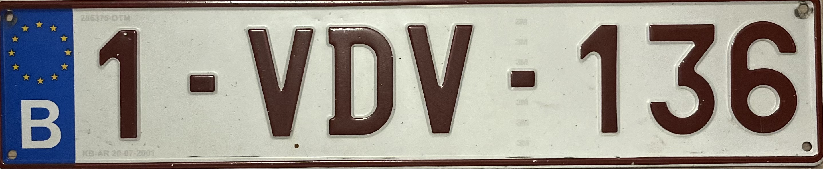 Belgium license plate 1 - VDV - 136