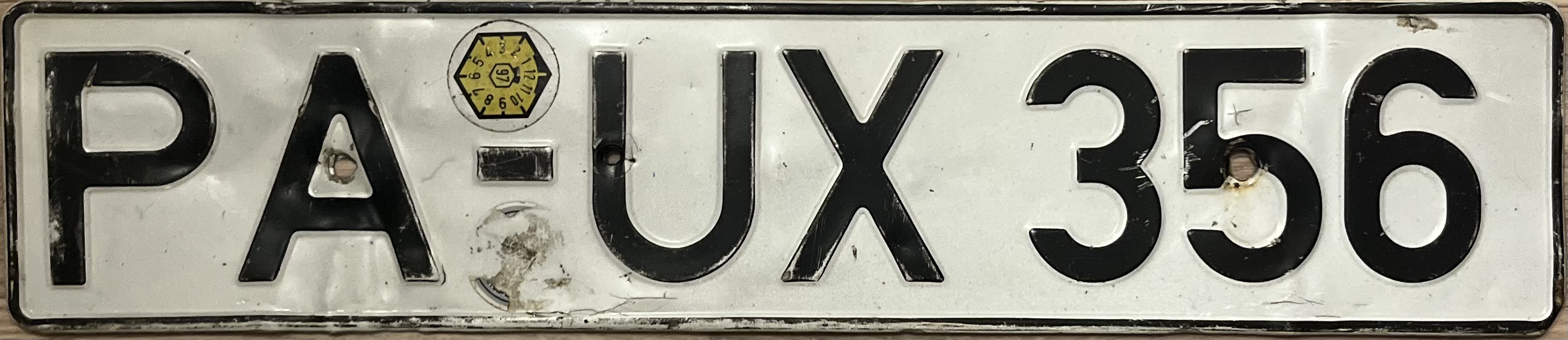 Germany license plate PA - UX 356