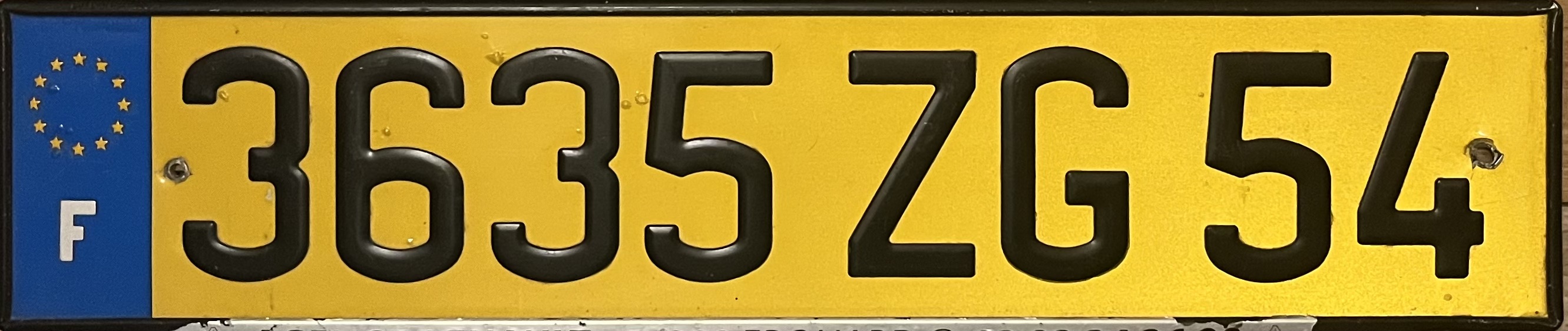 France license plate 3635 ZG 54