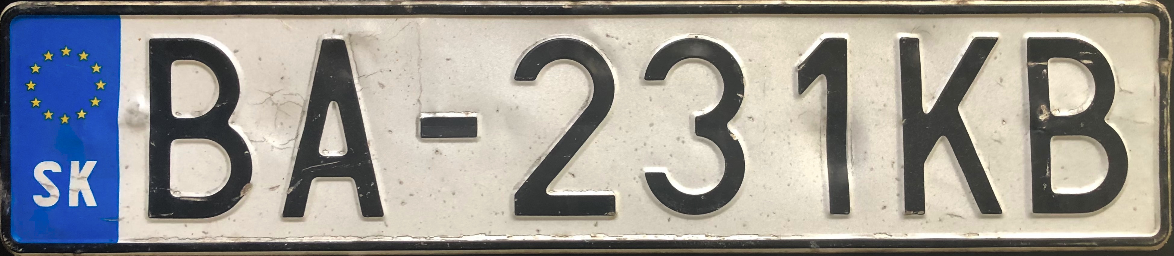 Slovakia license plate BA - 231KB