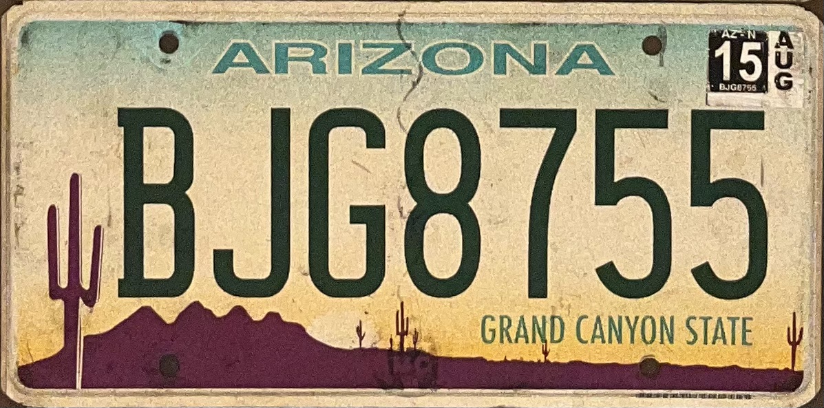 United States license plate BJG8755