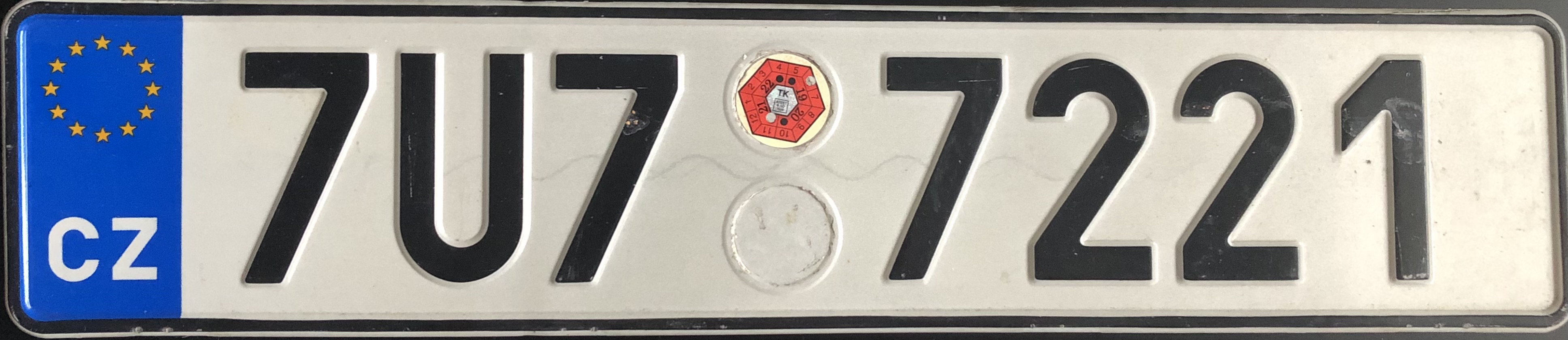 Czech Republic license plate 7U7 7221