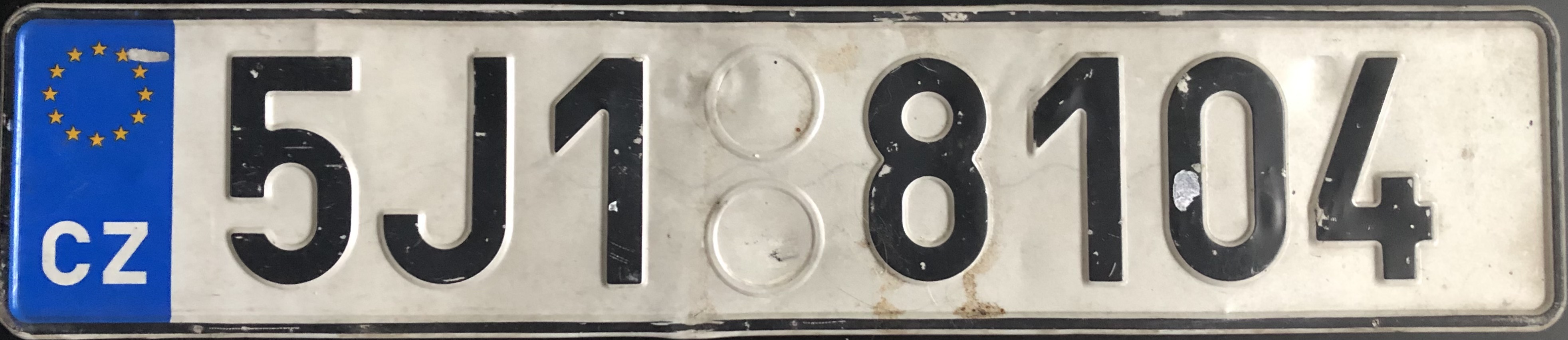 Czech Republic license plate 5J1 8104