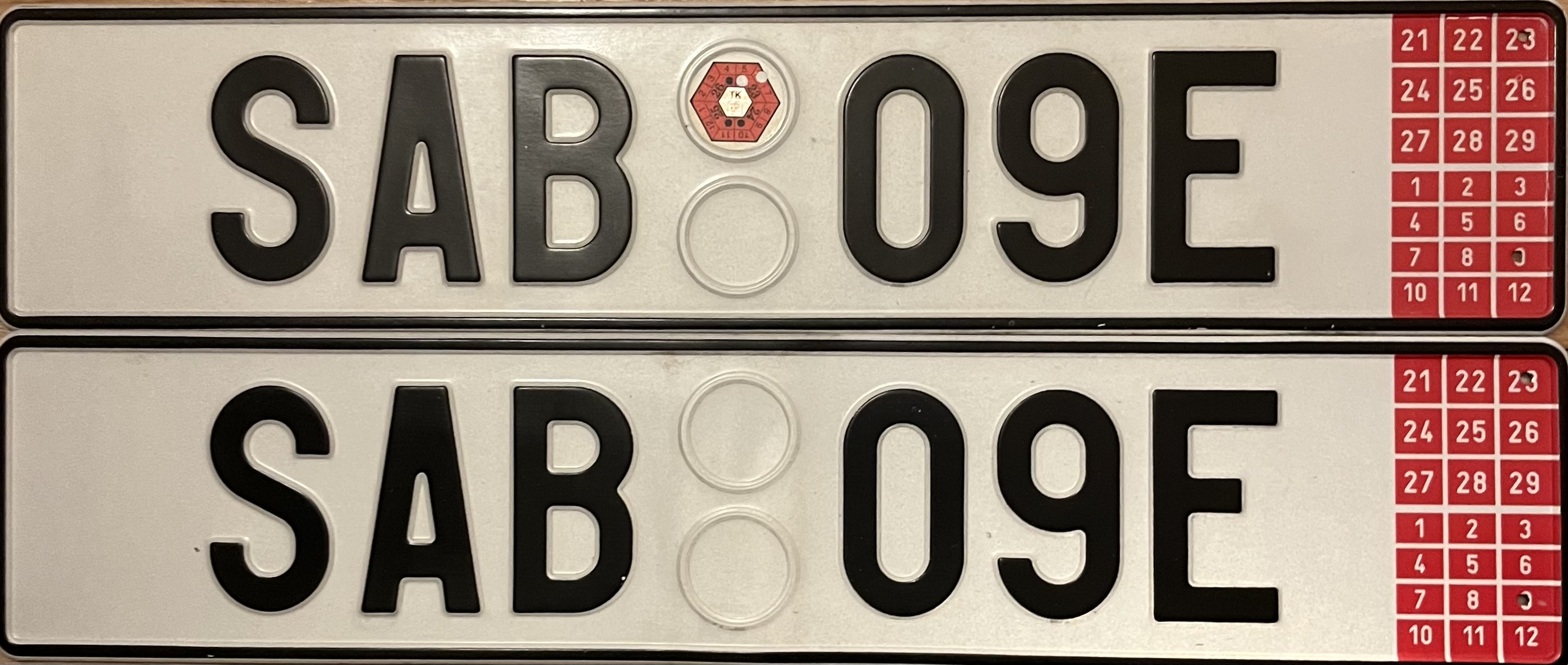 Czech Republic license plate SAB 09E
