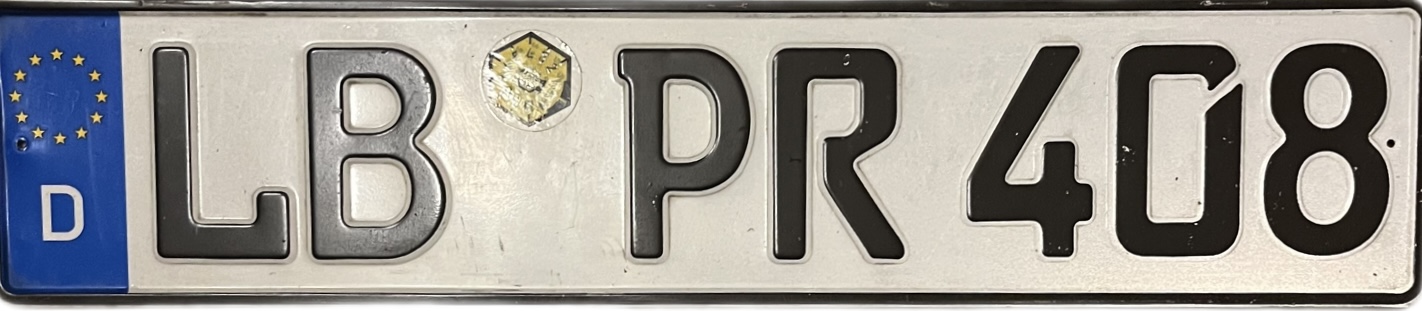 Germany license plate LB PR 408