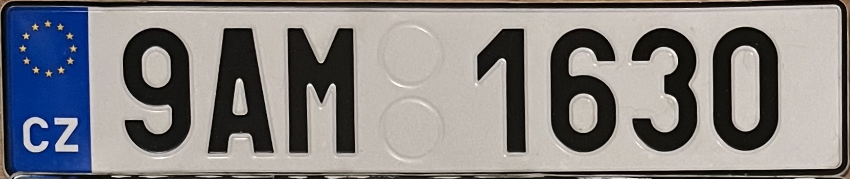 Czech Republic license plate 9AM 1630