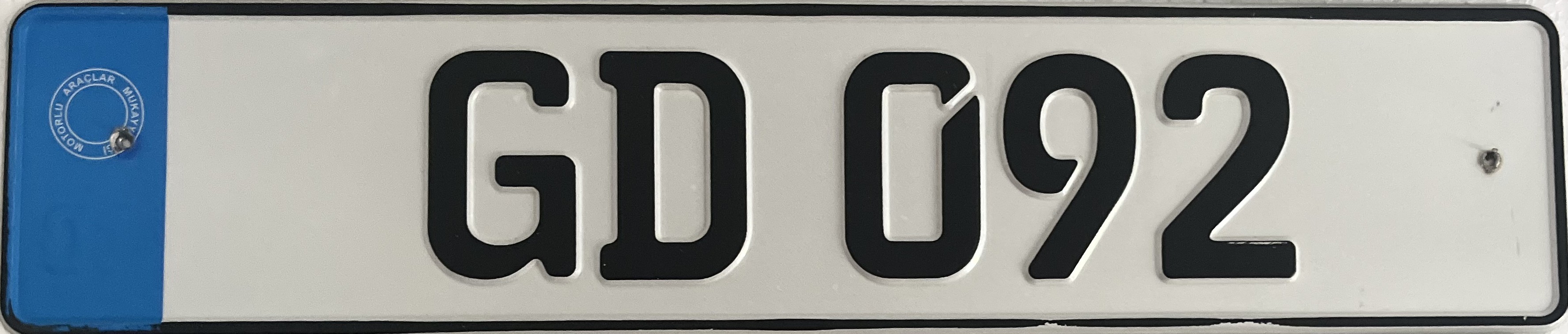 Cyprus license plate GD 092