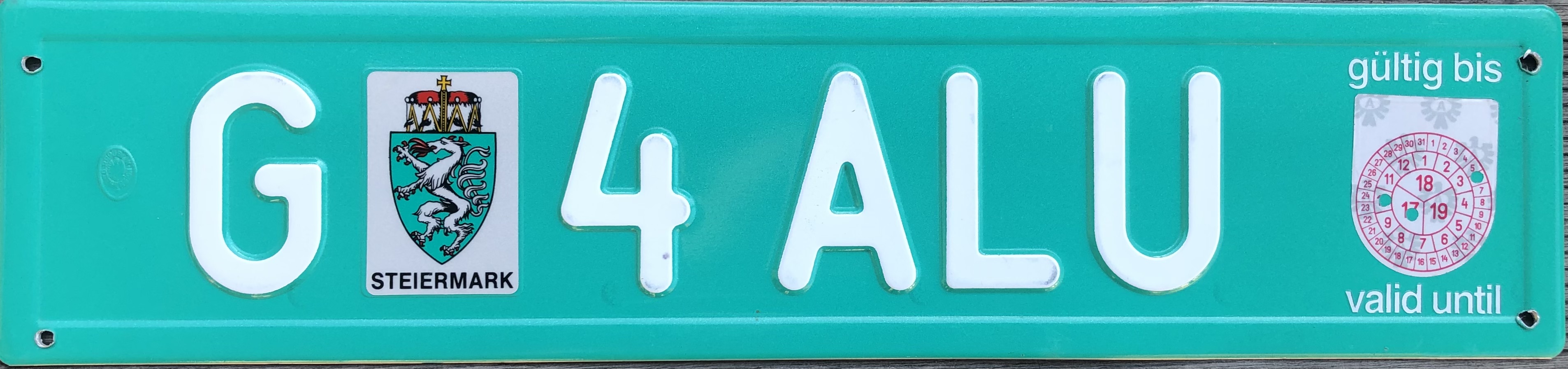 Austria license plate G 4 ALU