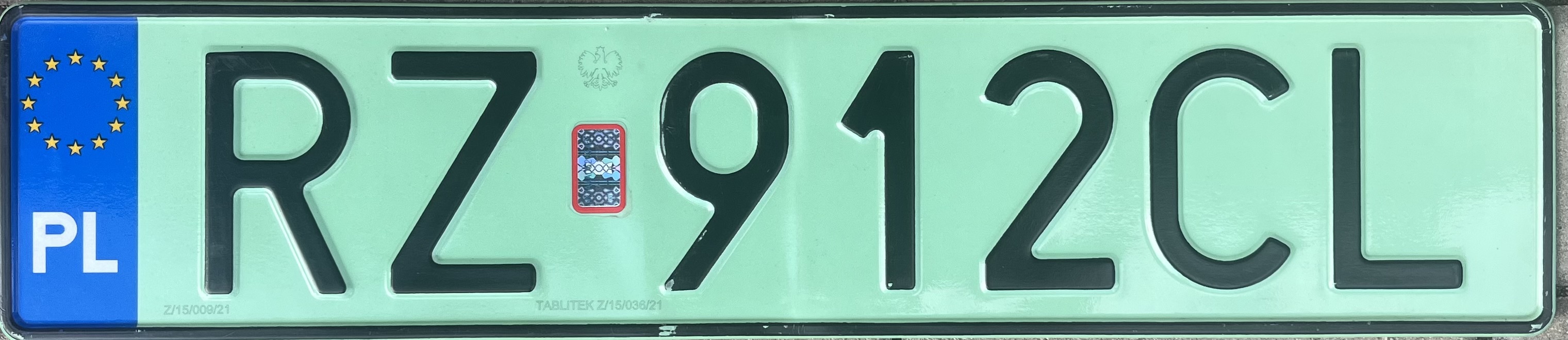 Poland license plate RZ 912CL