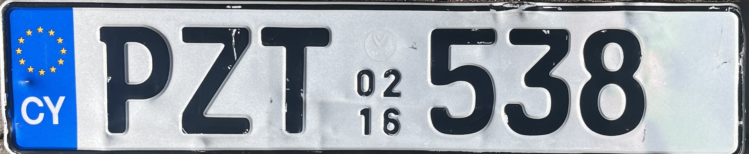 Cyprus license plate PZT 538