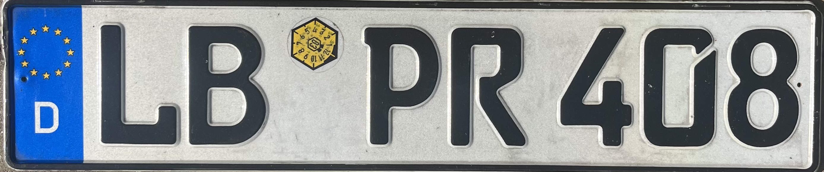 Germany license plate LB PR 408