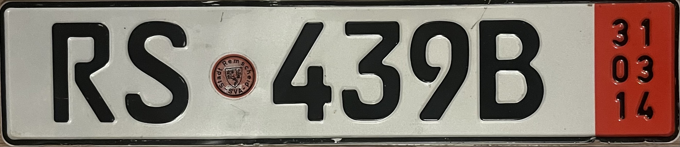 Germany license plate RS 439B