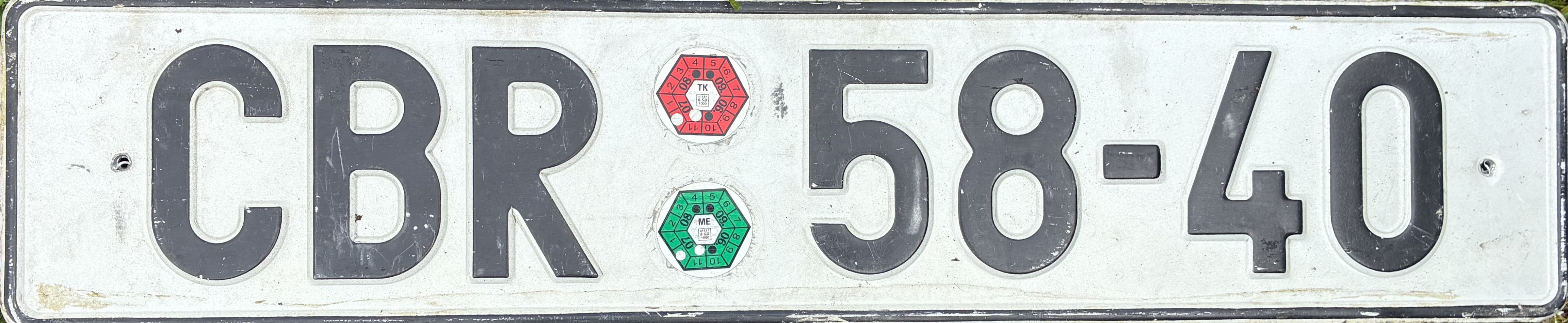Czech Republic license plate CBR 58-40