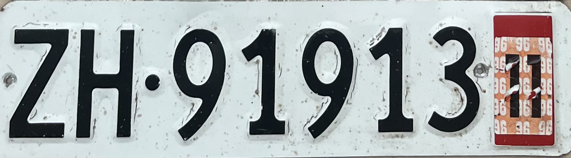 License plate ZH 91913